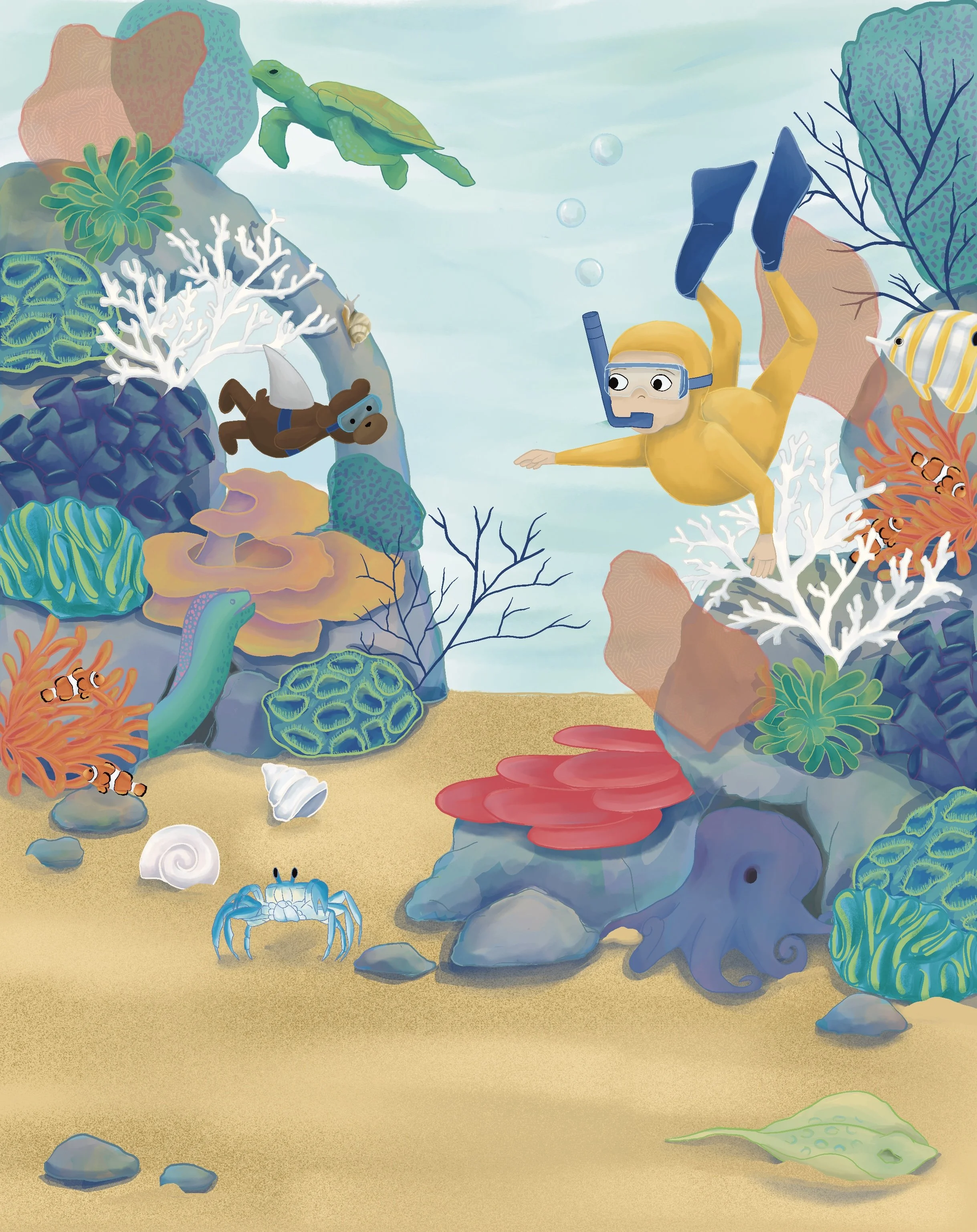 Maybe you're a diver swiming with fish.