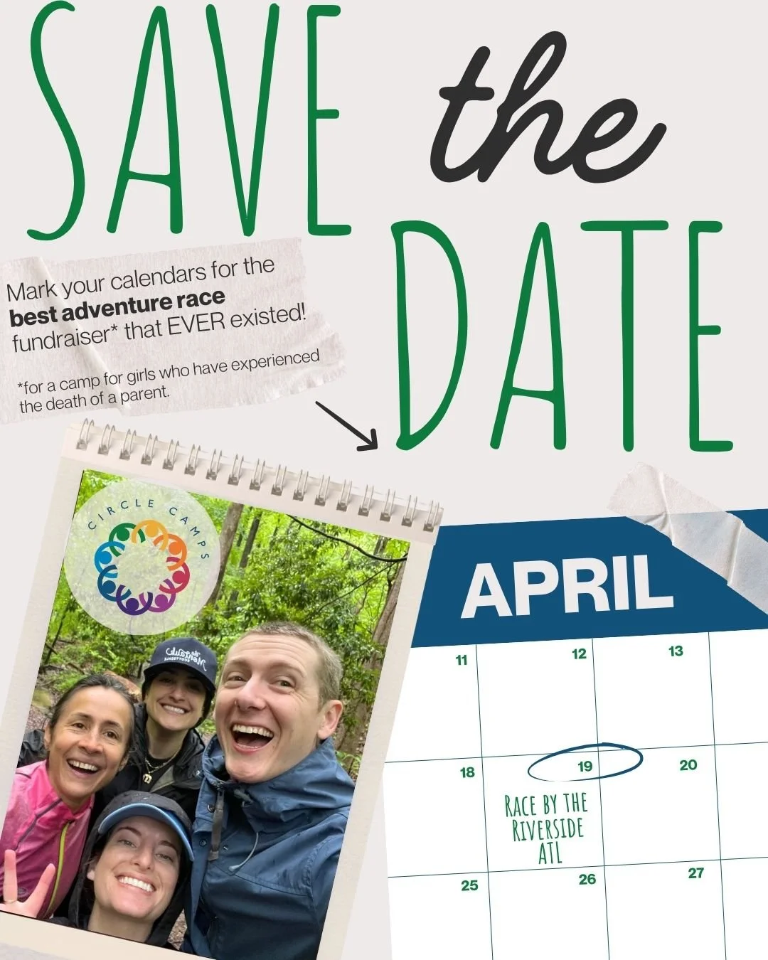 Hey Atlanta! Mark your calendars for our Race by the Riverside fundraiser this spring. Registration to come in the New Year, but for now - mark those calendars!!