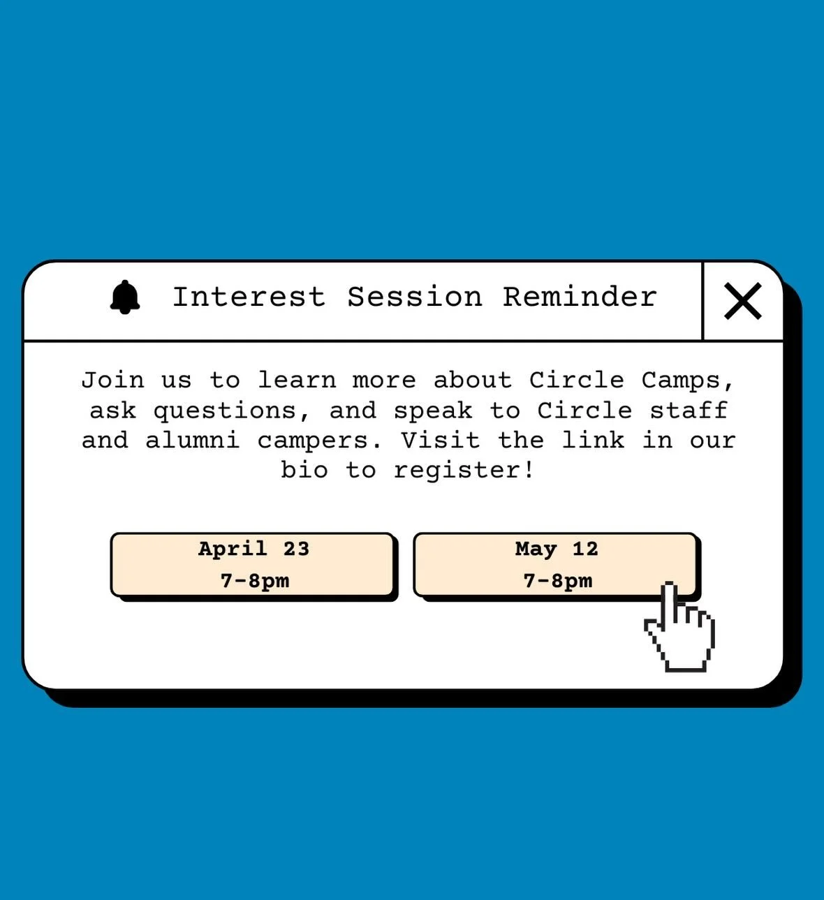 Join us to learn more about Circle Camps! We will have two interest sessions on April 23 and May 12. You will have the chance to ask any questions and talk to Circle staff and alumni. Visit the link in our bio to register!🫶🏻🖥️🏕️☀️