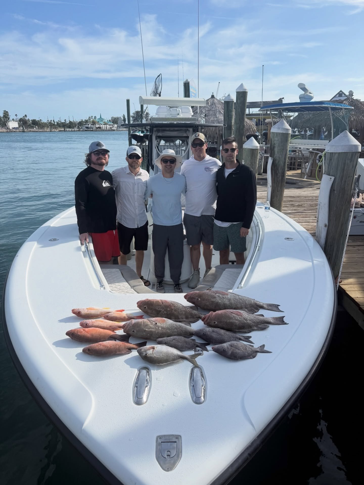 Solid offshore action for this group! Took home plenty for dinner and some for the freezer! Book your trip now while the spring weather is here! #fishing #onlyinayellowfin #johnspassboardwalk