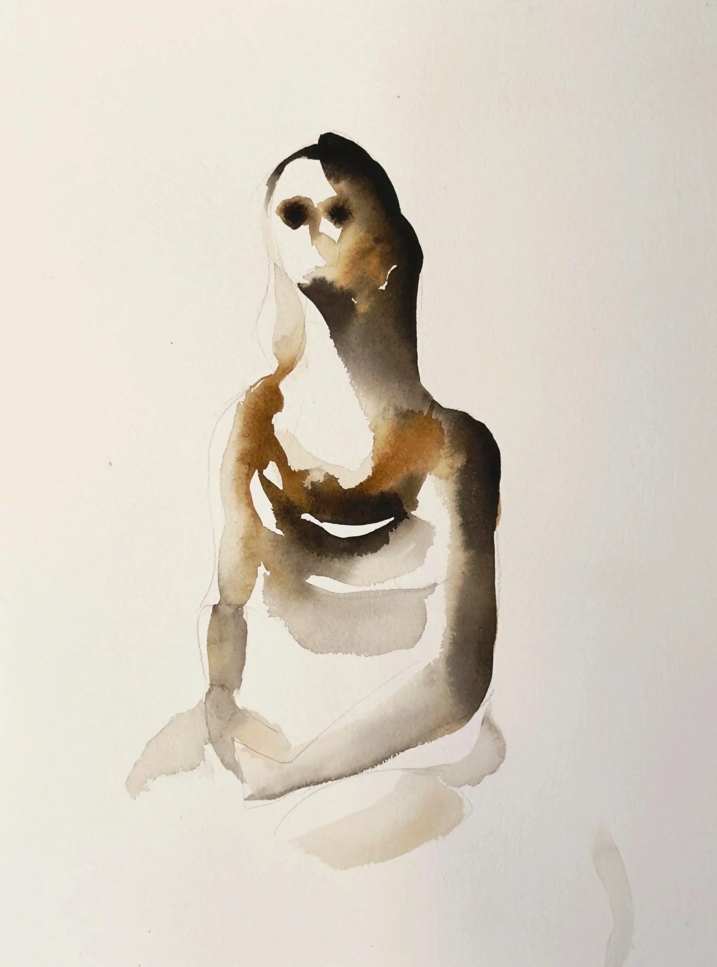 Subtle Presence, 2025. Watercolor on 100% organic cotton cold pressed paper / 11 x 17 inches