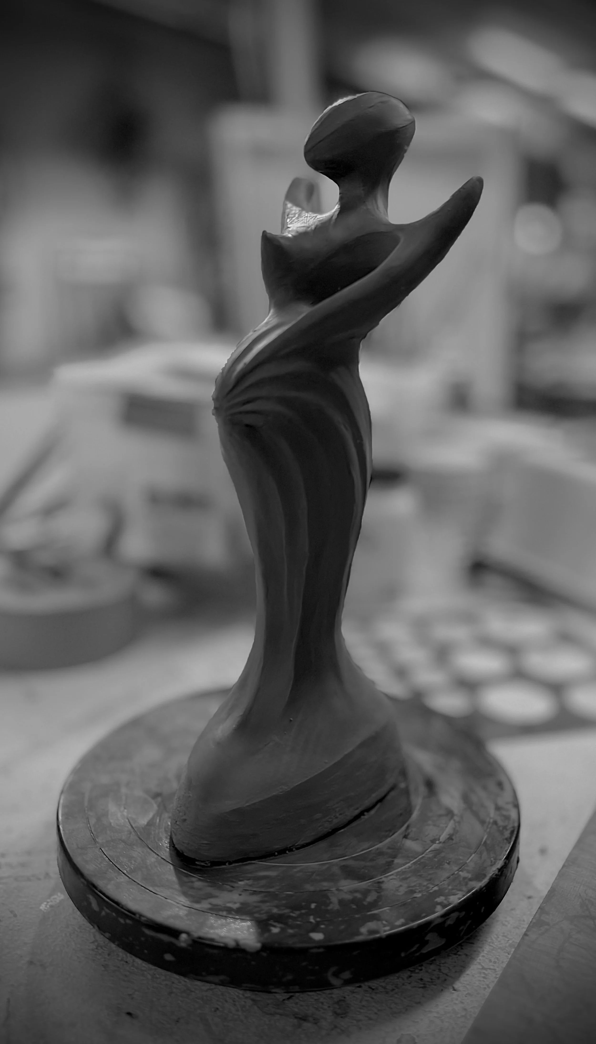 A Time of Joy Through Adversity, 2025. Clay for Bronze casting. Hight 11 inches