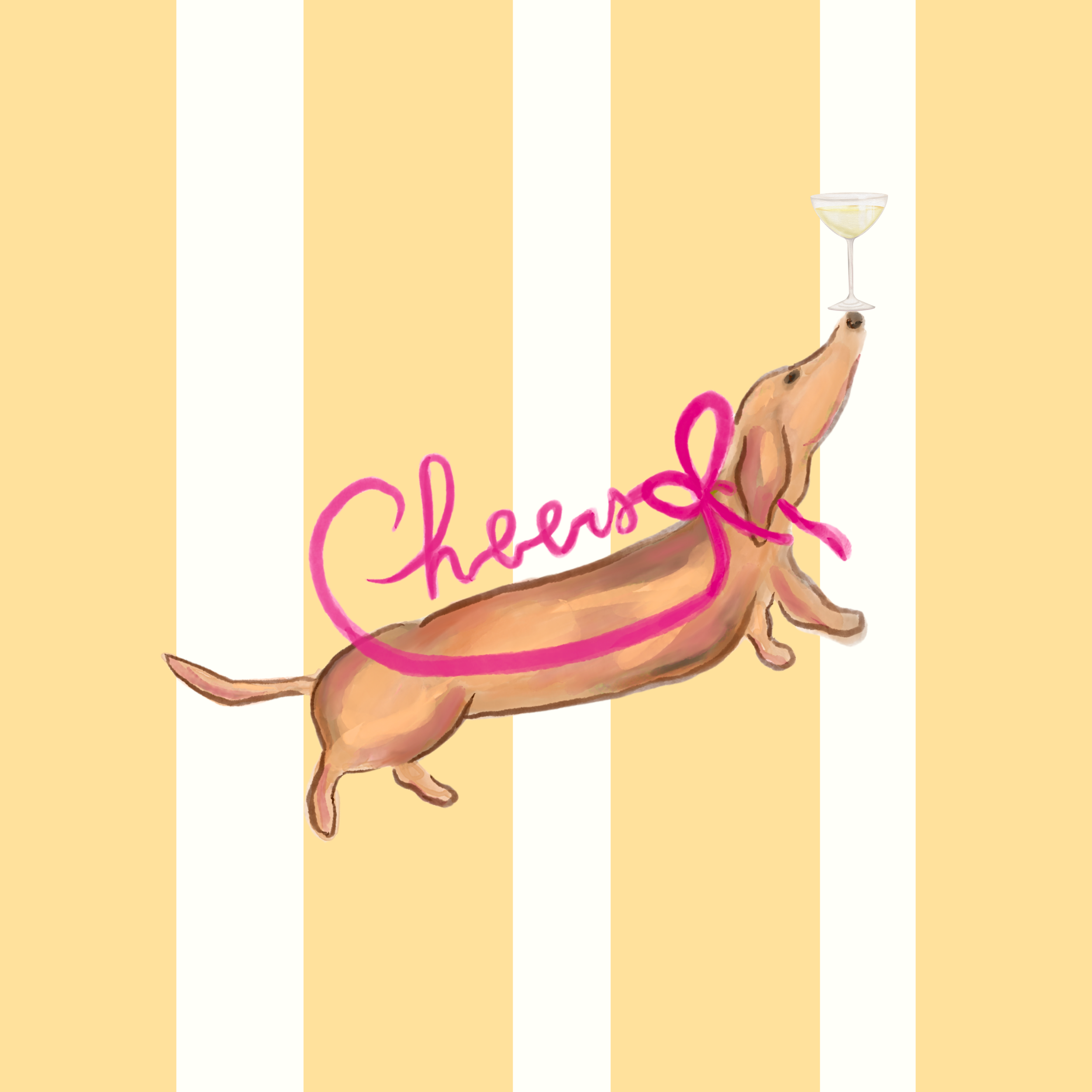 Weiner Dog Gift Tag - Scalloped Border