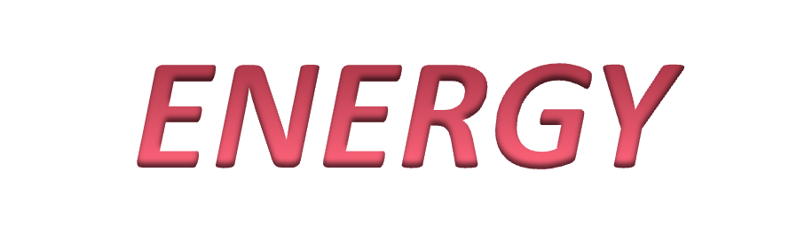 Bright pink text saying "ENERGY" with a 3D effect on a black background.