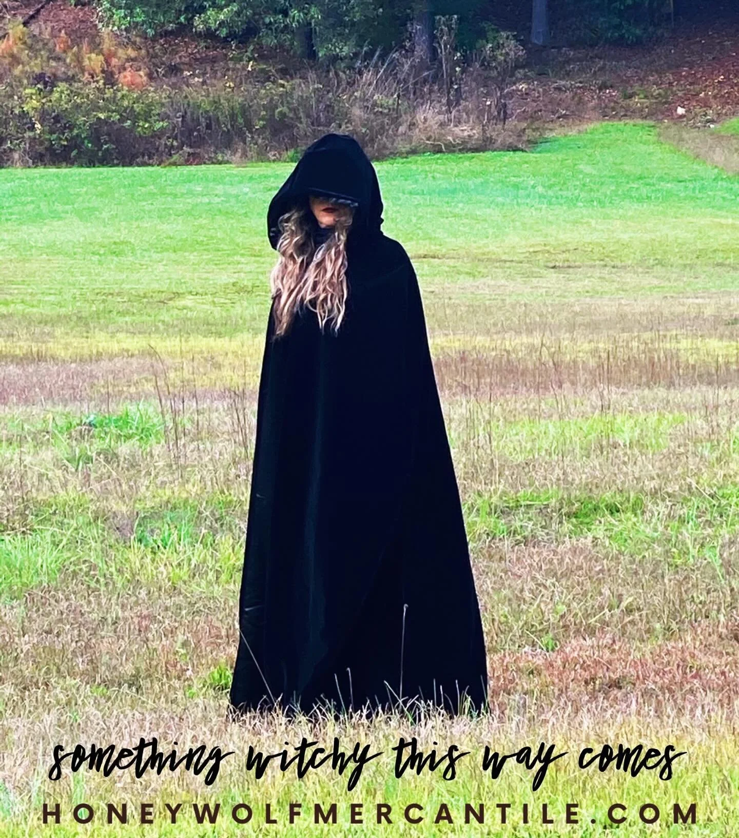 My husband &amp; I did this photoshoot back in 2020 during the pandemic, when Honeywolf Mercantile was in her nascent stages. That Big Witch Energy has only intensified since then&mdash;all for you. 🖤

#honeywolfmercantile #bigwitch #womanownedsmall