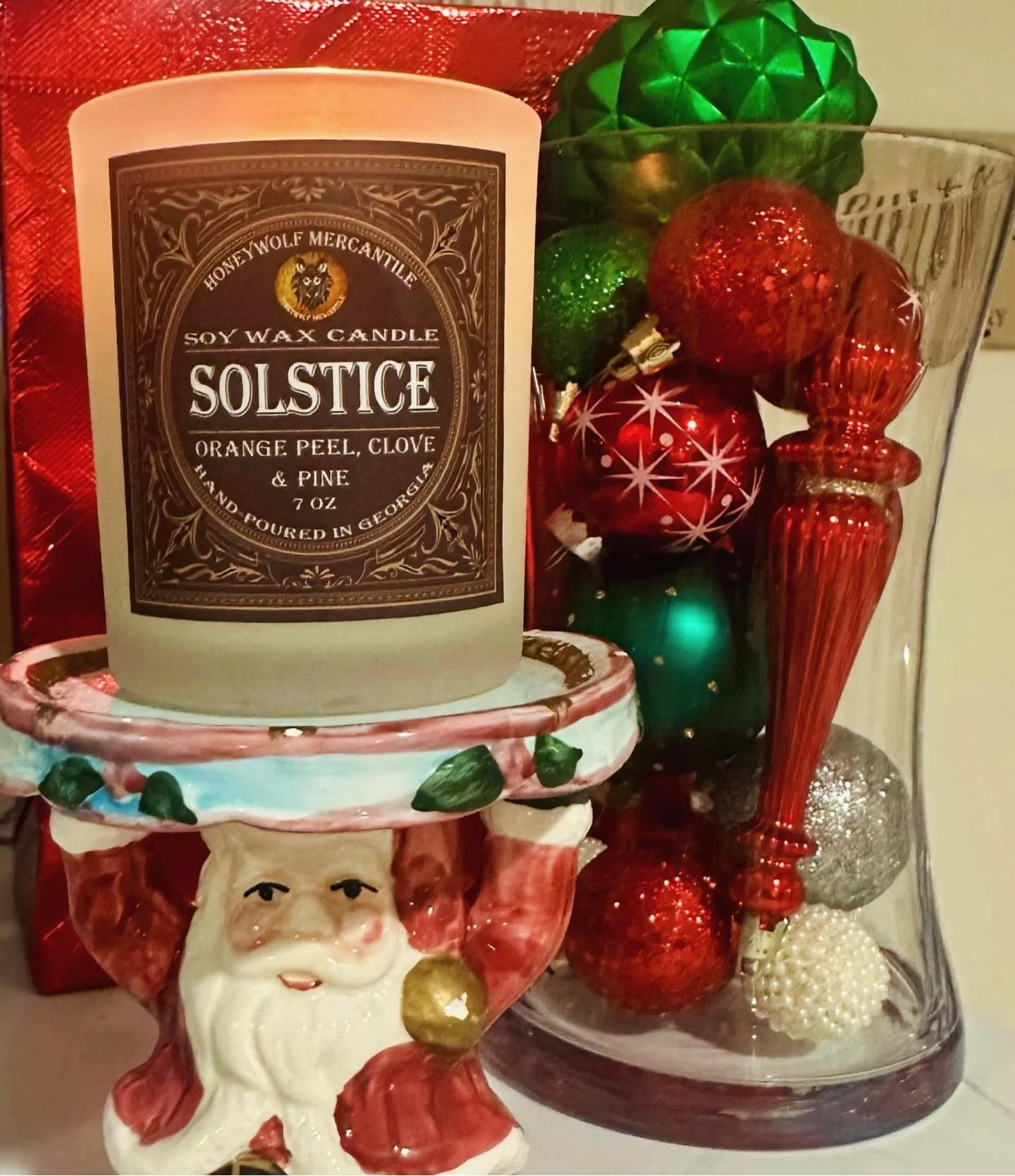 We just love it when all your pretty candle images start to roll in. Thank you for this one @indiahousenola and thank you for supporting HoneywolfMercantile.com year round! Our candles are always setting the mood at the front desk of India House in N