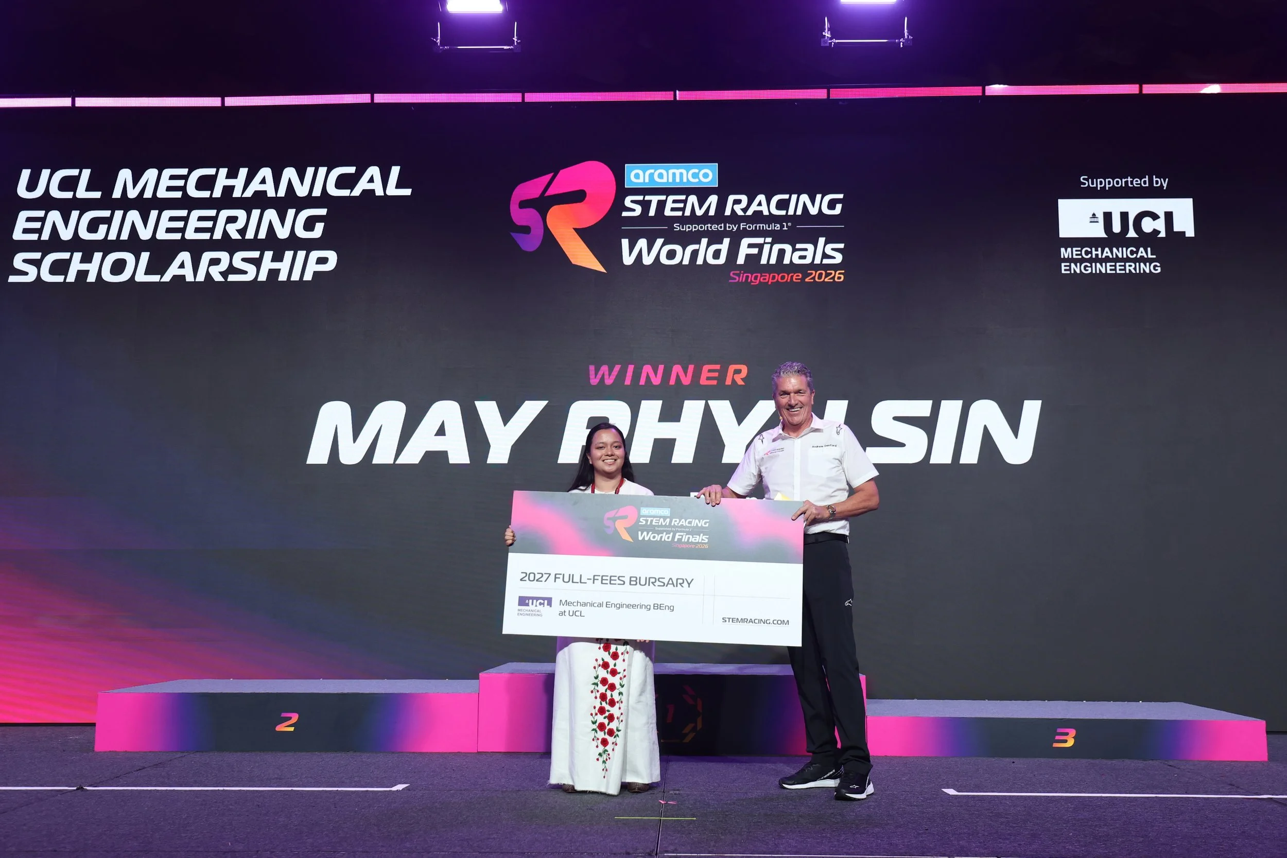 Myanmar student Secures UCL Mechanical Engineering Bursary At Aramco STEM Racing World Finals 2026