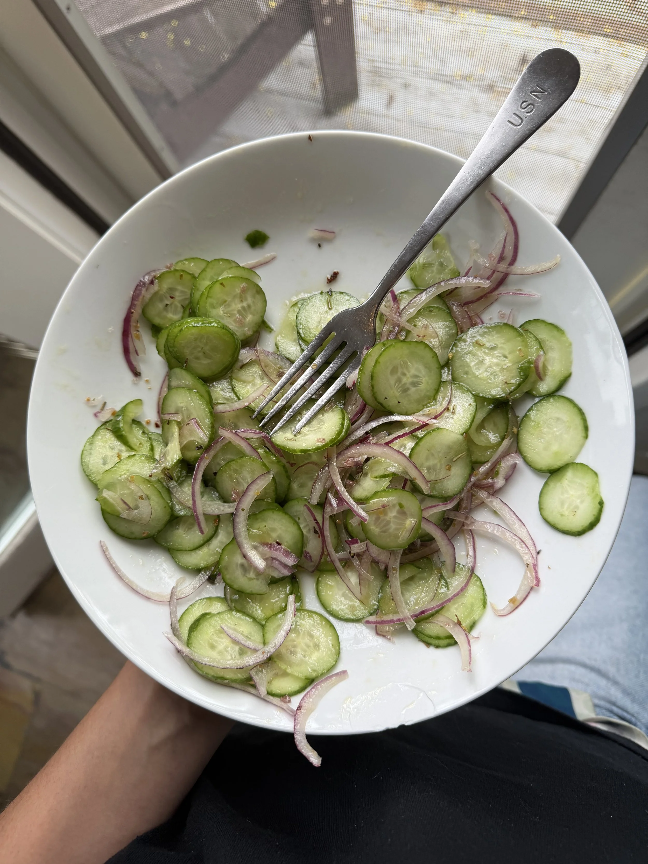 Quick cucumber salad that makes everything yummier.