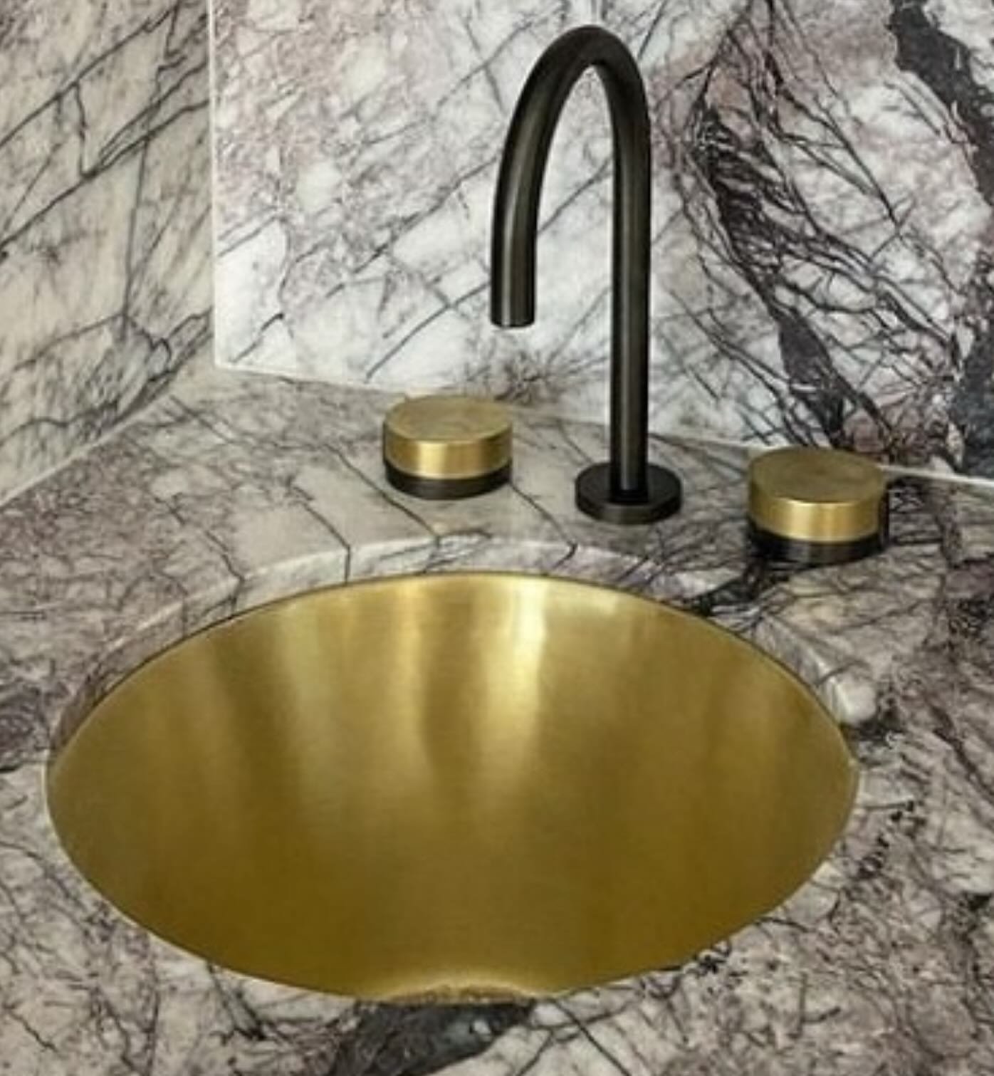 Modern moment for this brushed brass sink. Available through Piper House and Trade 479-333-8375