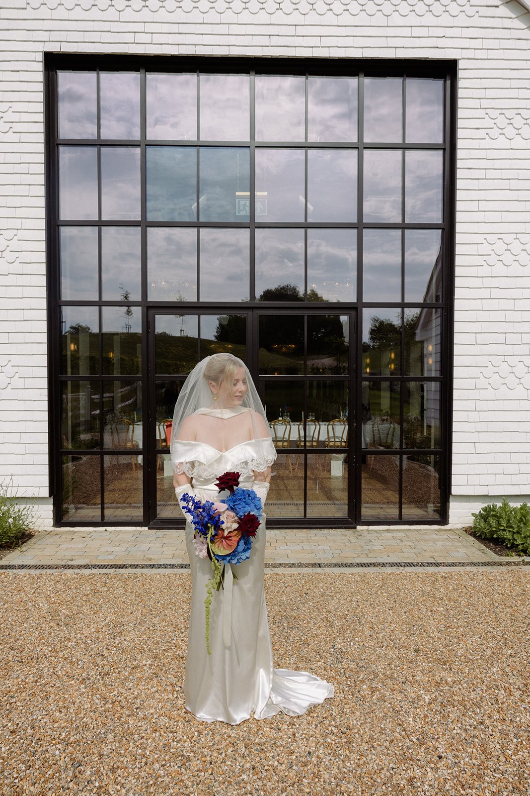 Modern bridal bouquet at LIMEKILN Sussex
