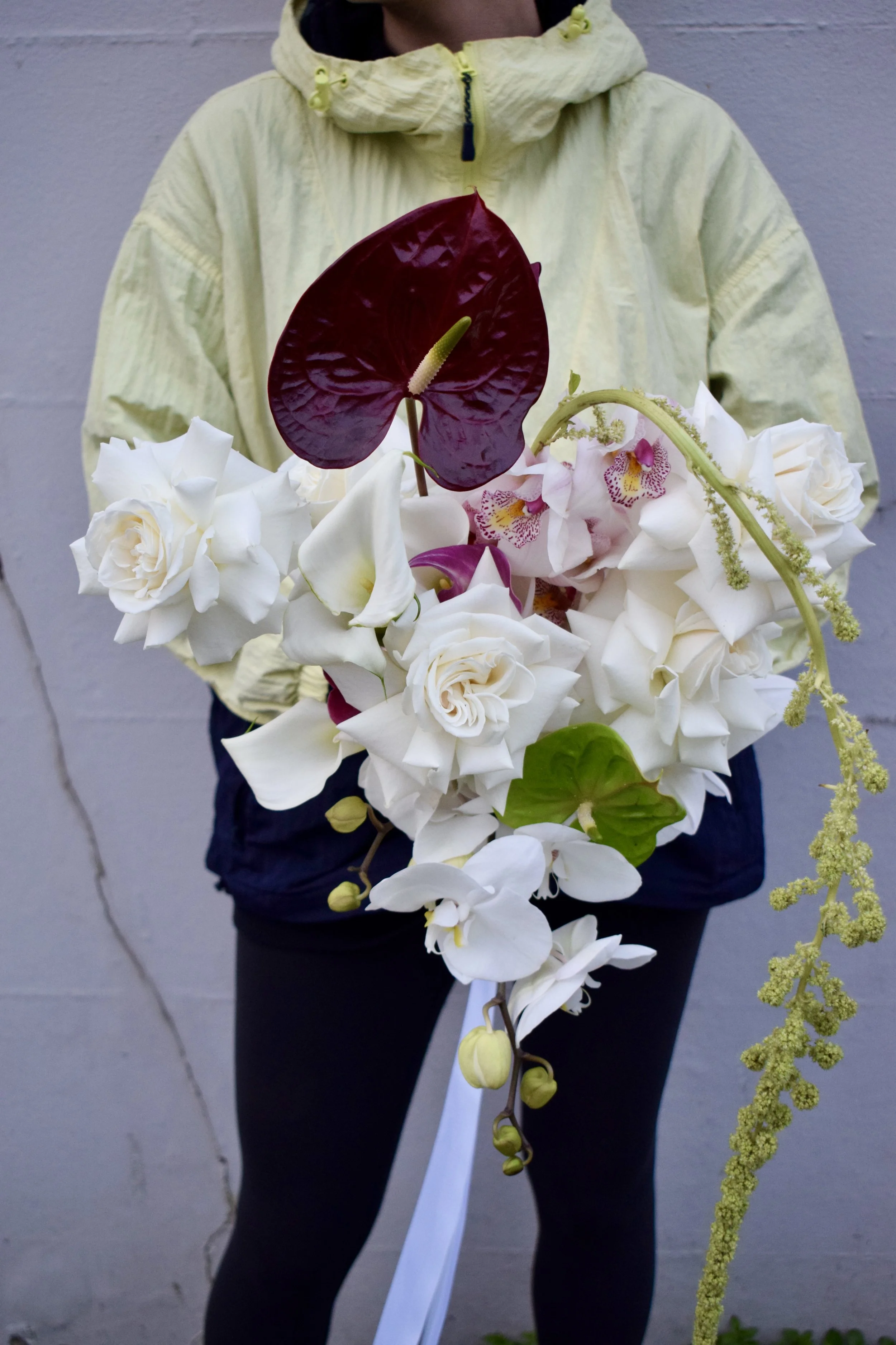 Modern burgundy & white wedding flowers