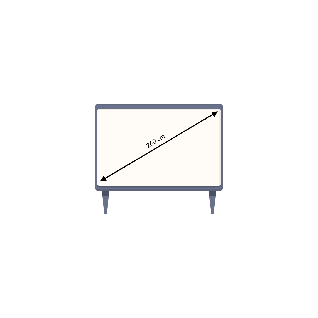 Tableau blanc avec une diagonale de 260 cm