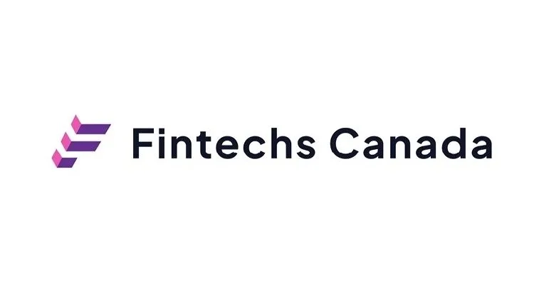 Fintechs Canada logo with purple and pink geometric design and black text on white background.