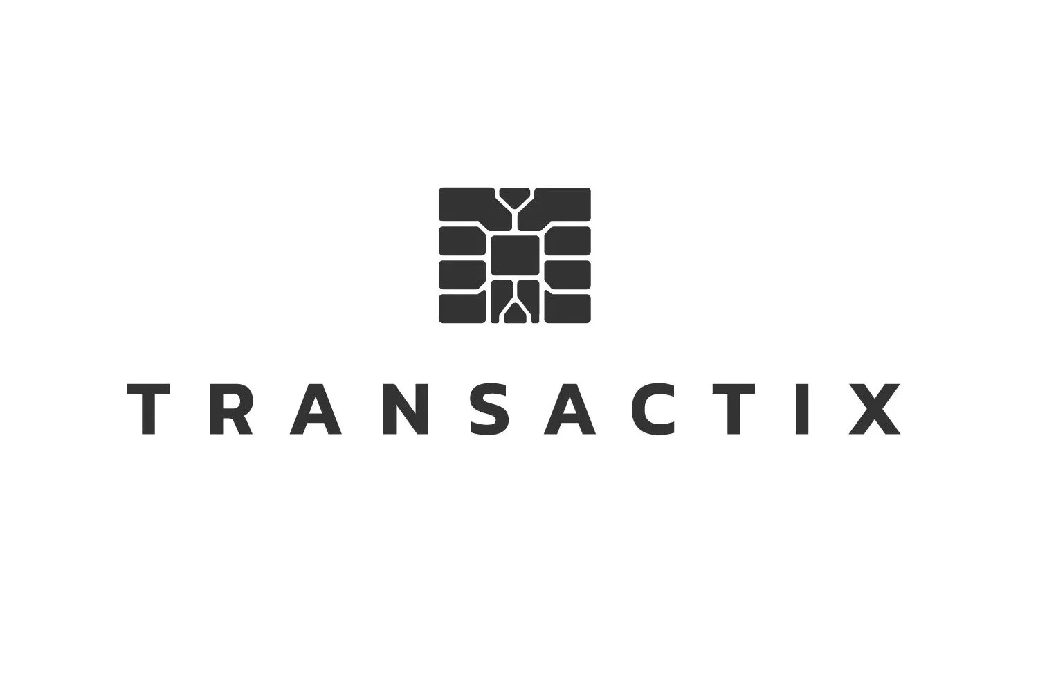 Black and white logo with a stylized brick wall icon above the word 'Transactix' in bold, uppercase letters.