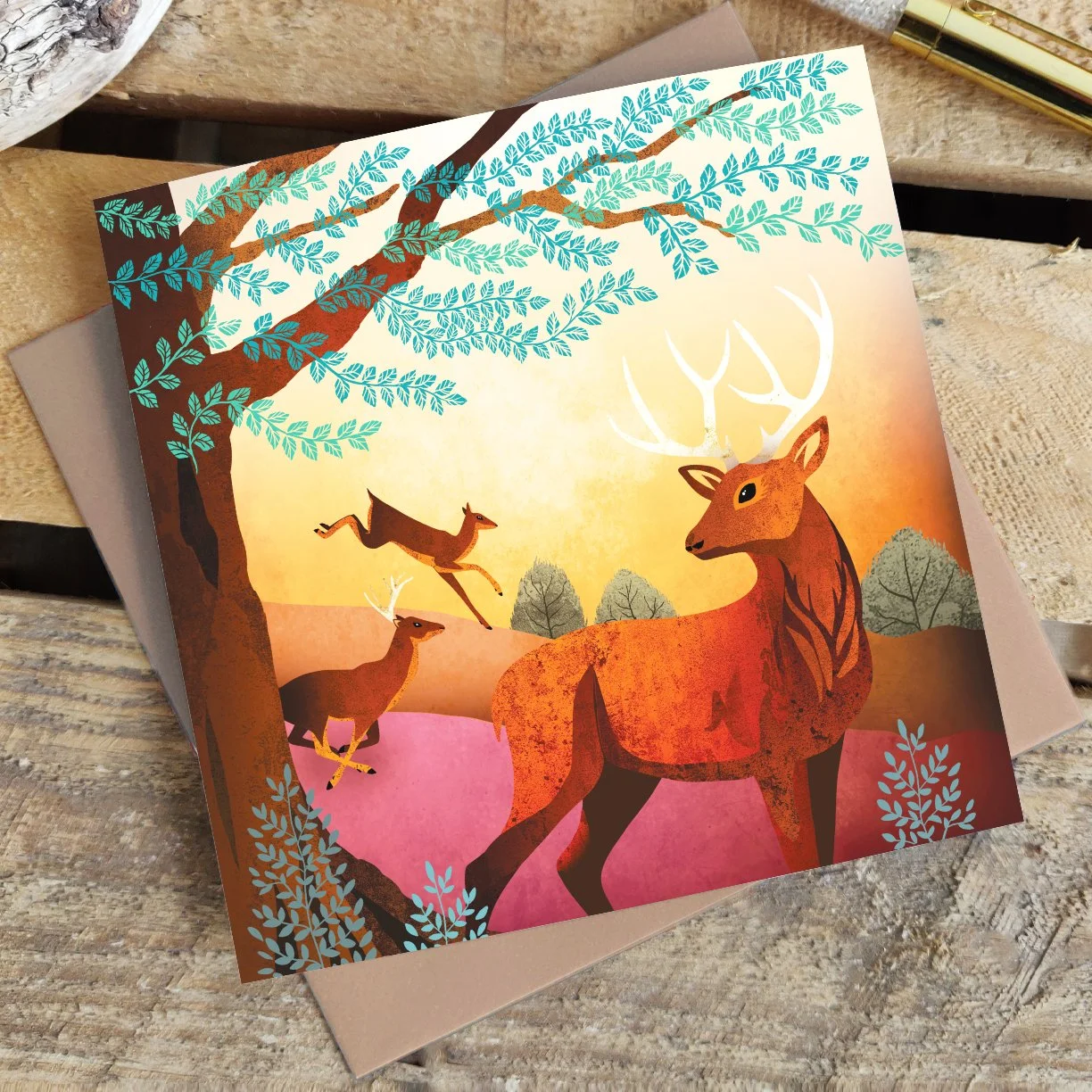 Photo of Deer Cards on wood