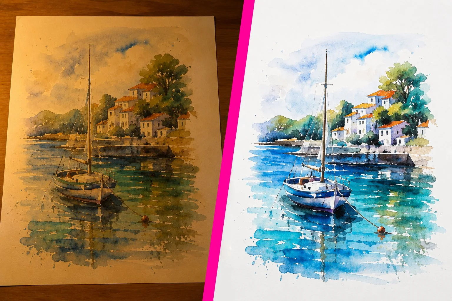 The same image side-by-side showing the contrast between good and bad lighting