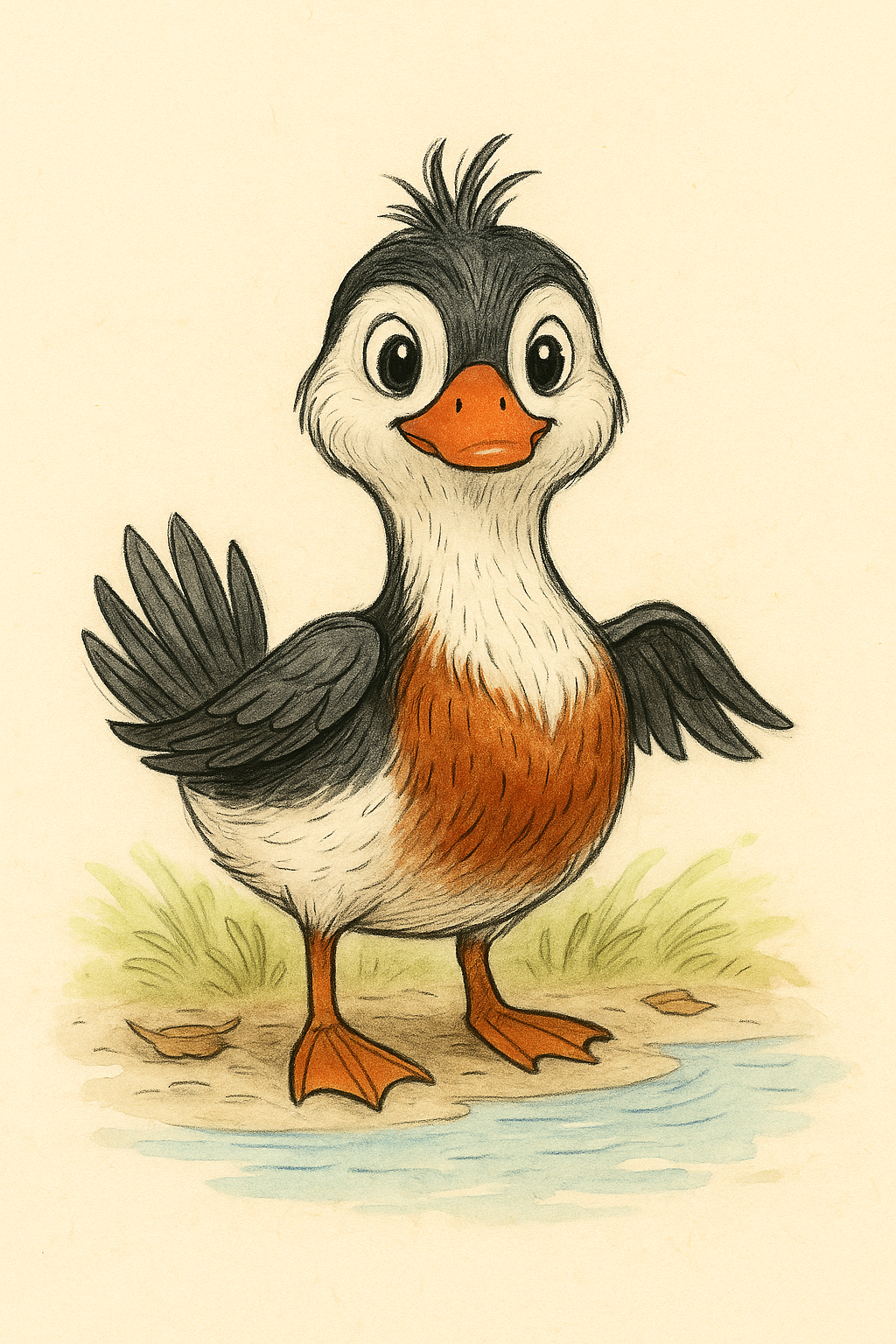 Dotty the Torrent Duck
Brave and bold, dives into action.