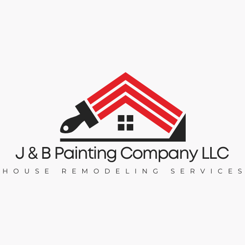 Logo for J & B Painting Company LLC featuring a house with a paintbrush as part of the roof and the company name with the tagline House Remodeling Services.