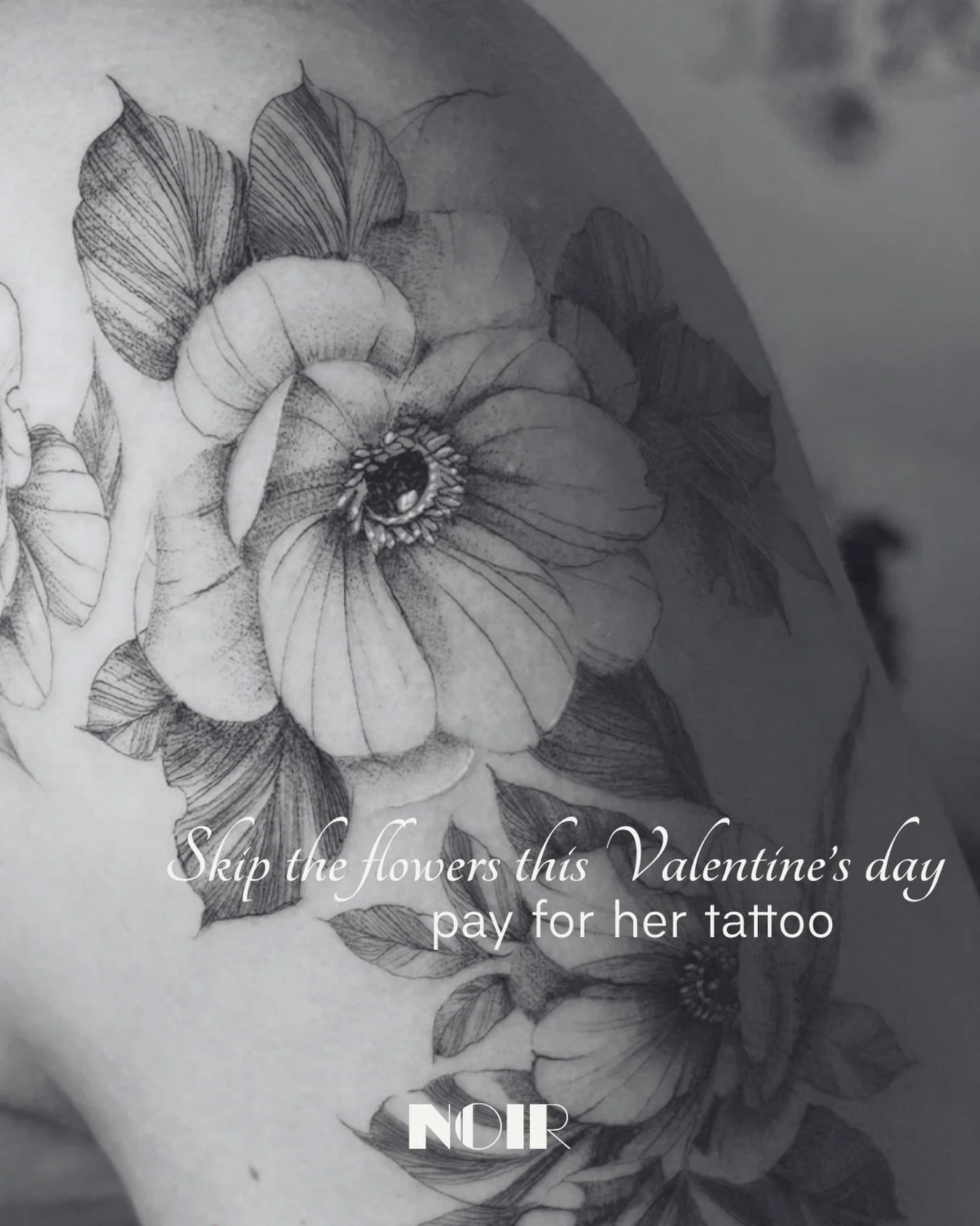 Not sure what to get for Valentine&rsquo;s Day? 
We&rsquo;ve got you.🖤

A Noir gift card lets them choose what really fits them &mdash; a tattoo, a piercing, or a cozy moment in our caf&eacute;.☕️

Available online (link in bio) or in the shop, beau