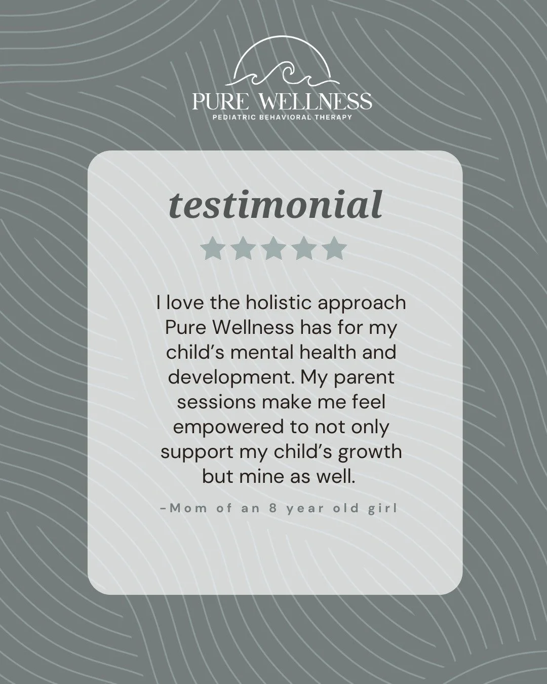 At Pure Wellness, we believe therapy should support the whole child &mdash; and the whole family.

When parents share that they value our holistic approach and leave sessions feeling empowered, it means everything to us. We&rsquo;re here not just to 