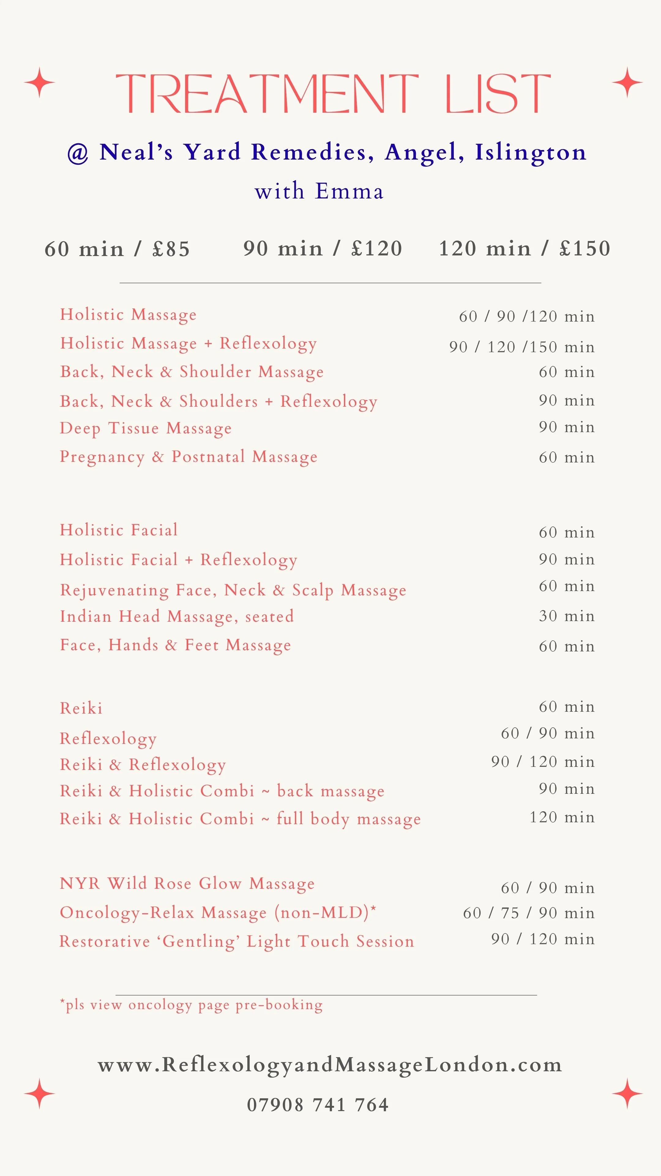 Therapy List at Neal's Yard Remedies Islington