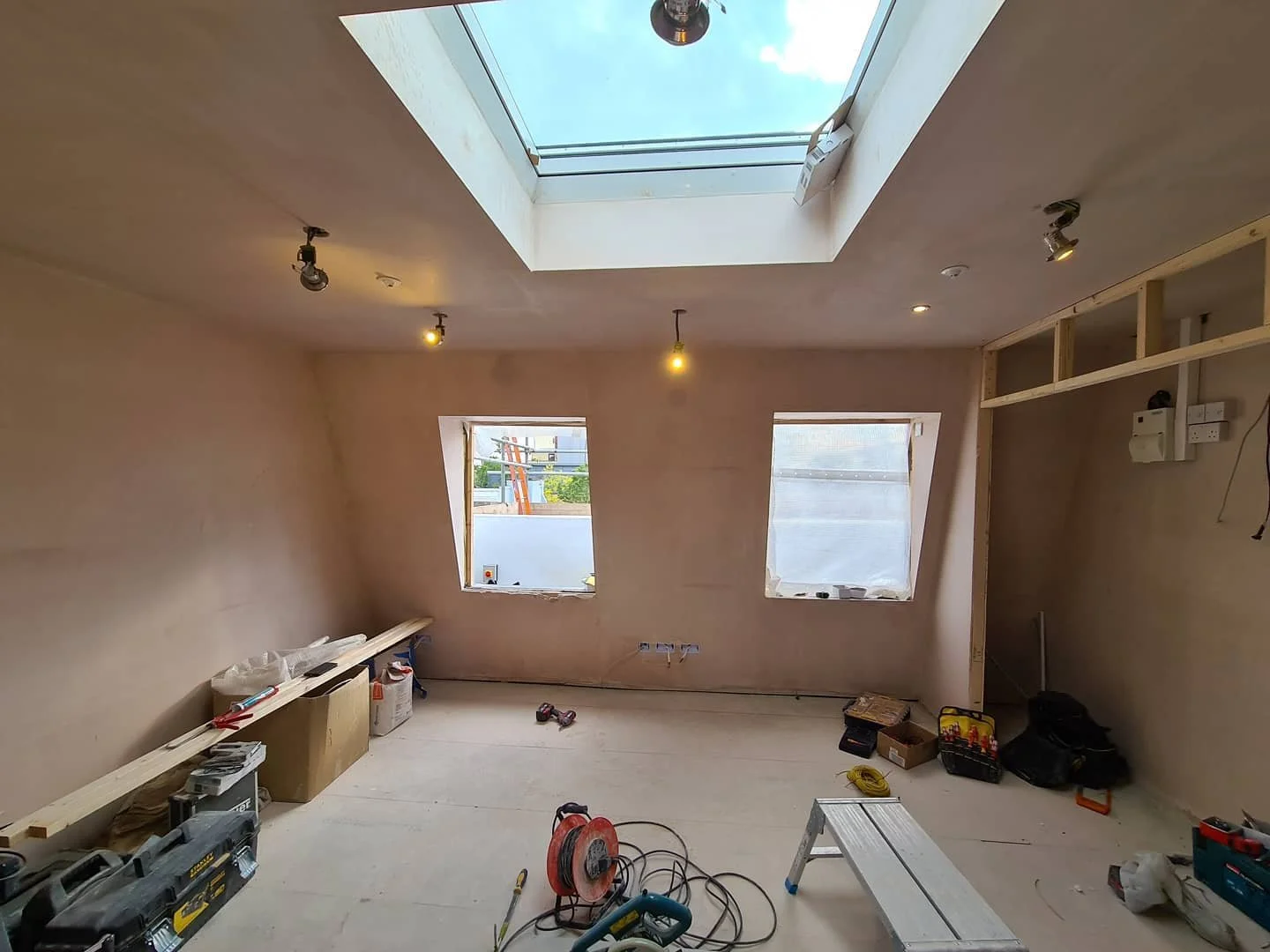 Progress pic of one of our jobs in Holloway #sparky #downlights #loftconversion