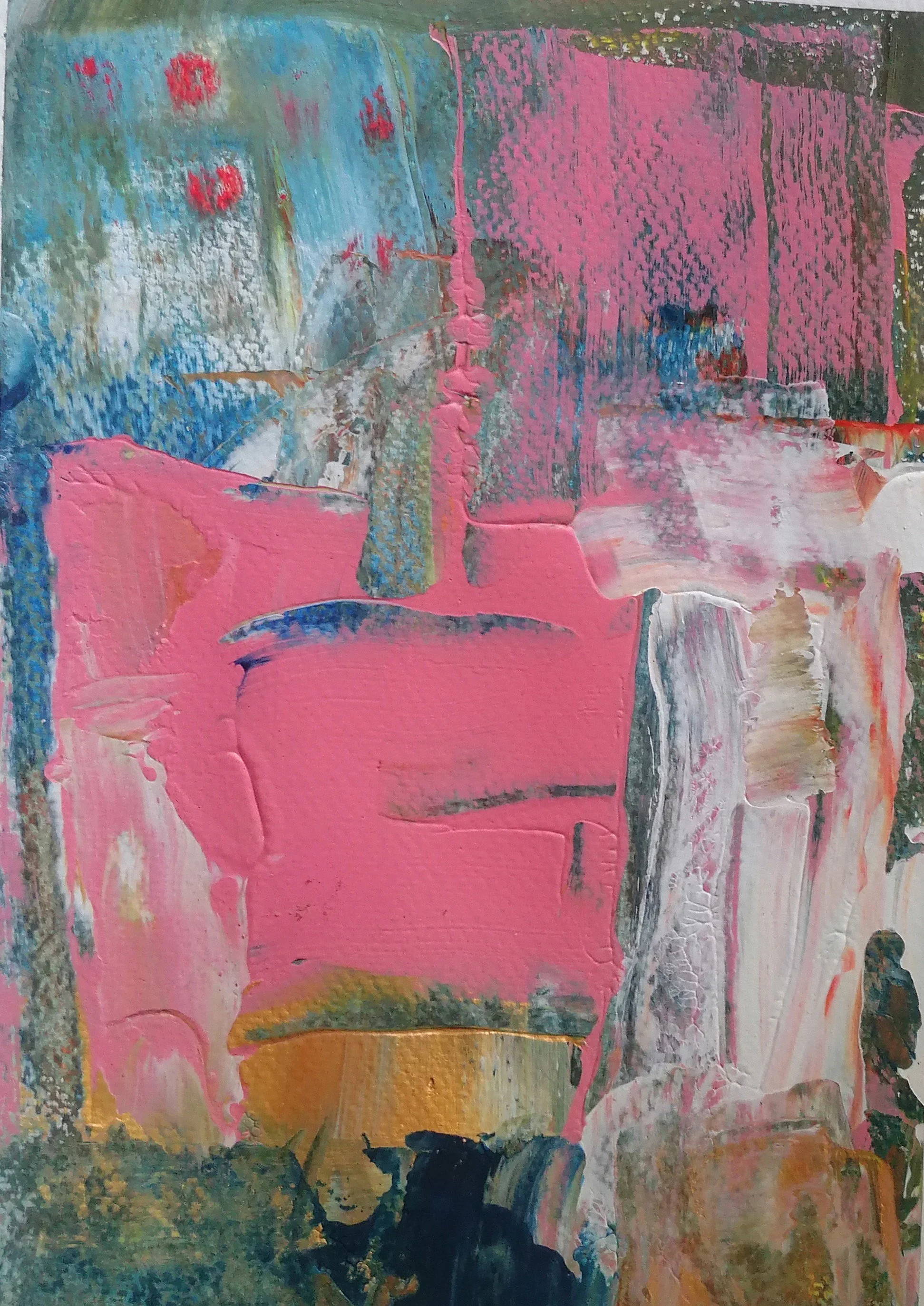 Covered Me, 2025, mixed media acrylic on paper - 18.9 x 27.1 cm