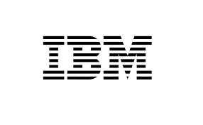 IBM logo with black horizontal lines forming the letters