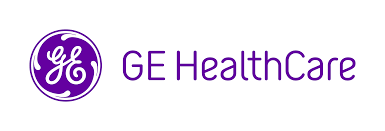 GE Healthcare logo with purple text and emblem
