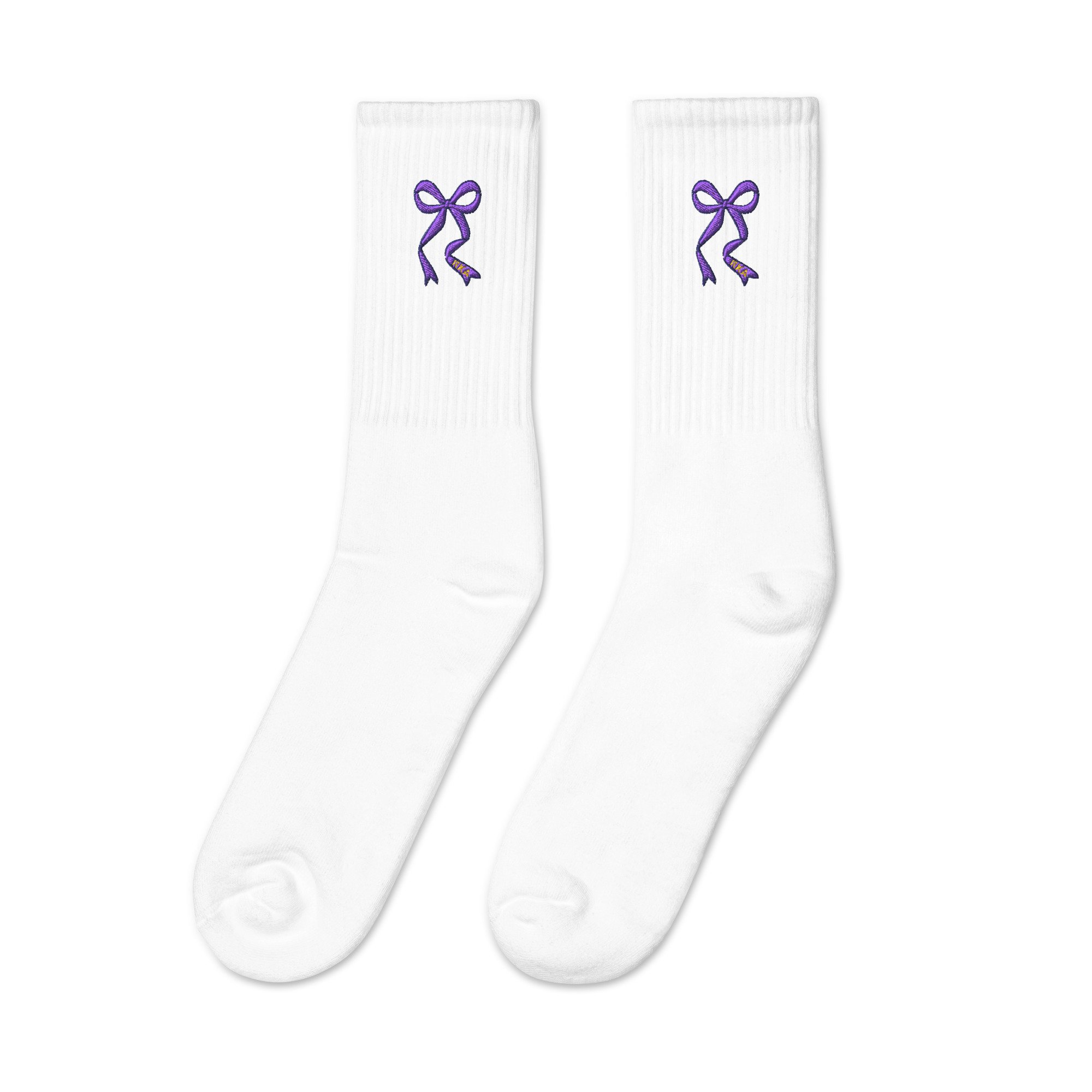 RKA embroidered bow socks
