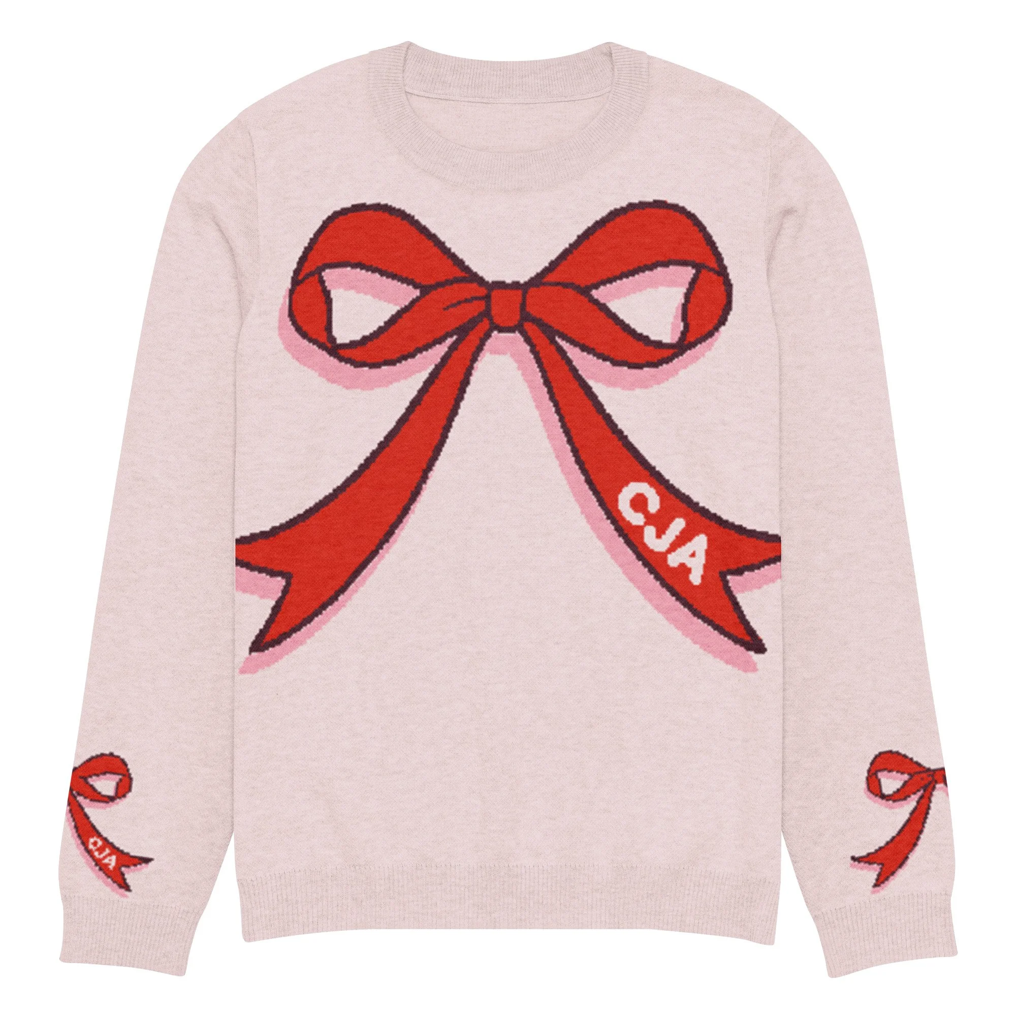 CJA bow knit crew sweater