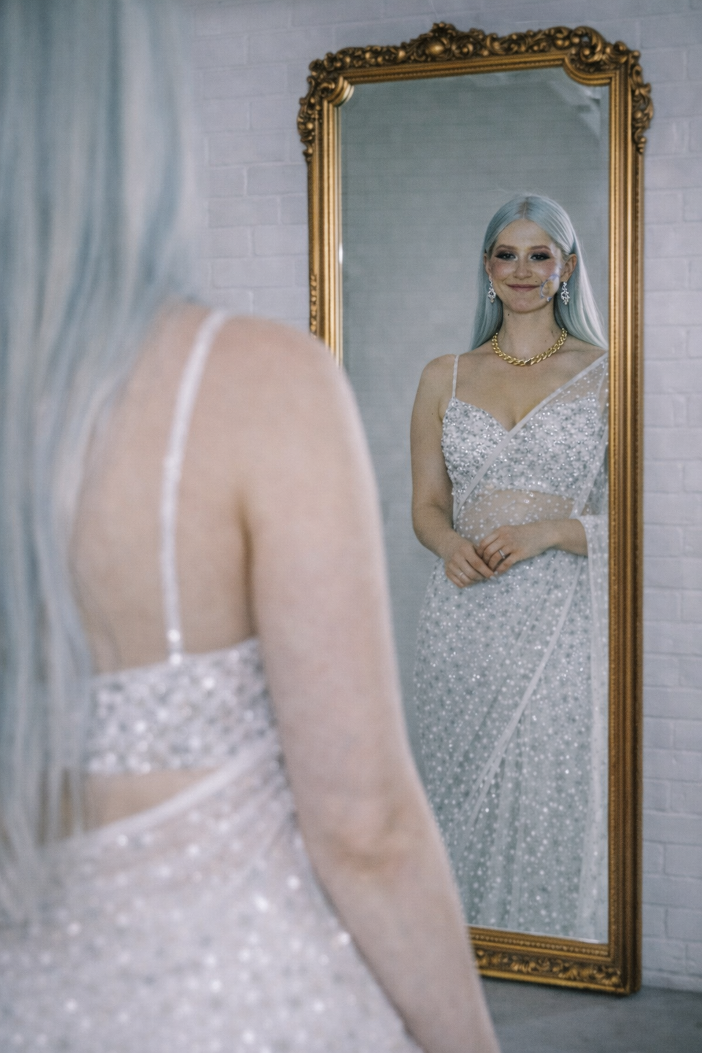 CRYSALIS WHITE GLITTER SAREE