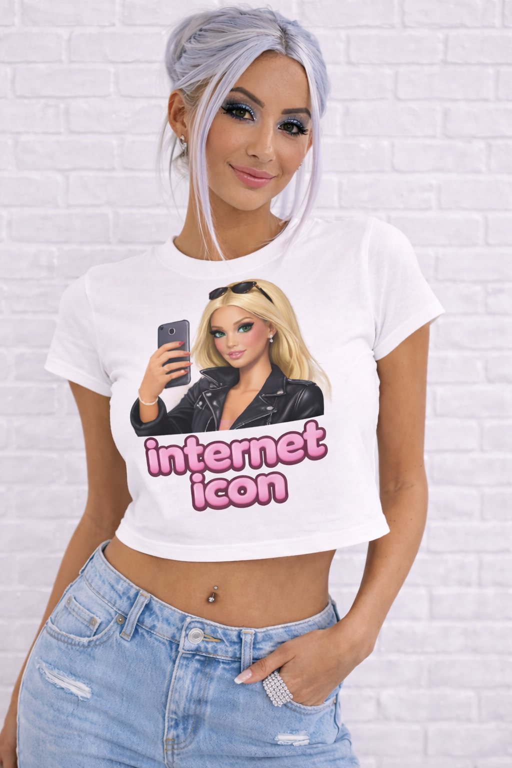 INTERNET ICON CROP TEE