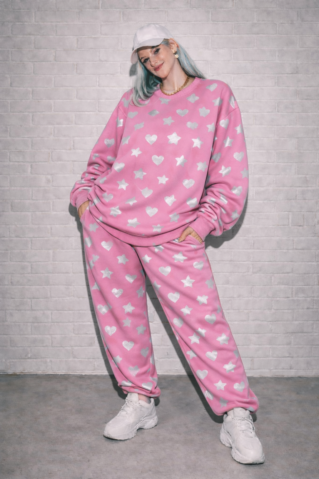 STARRY SILVER STARS AND HEARTS SWEATSHIRT AND JOGGERS CO-ORD