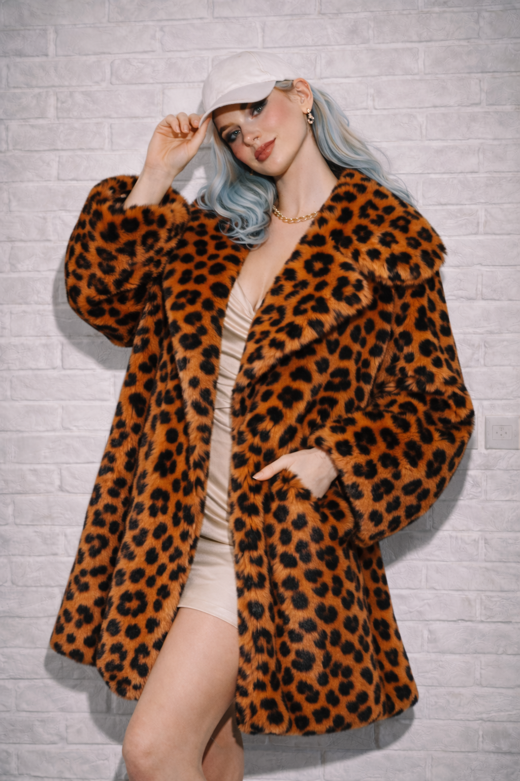 BARDOT LEOPARD FAUX FUR CAR COAT