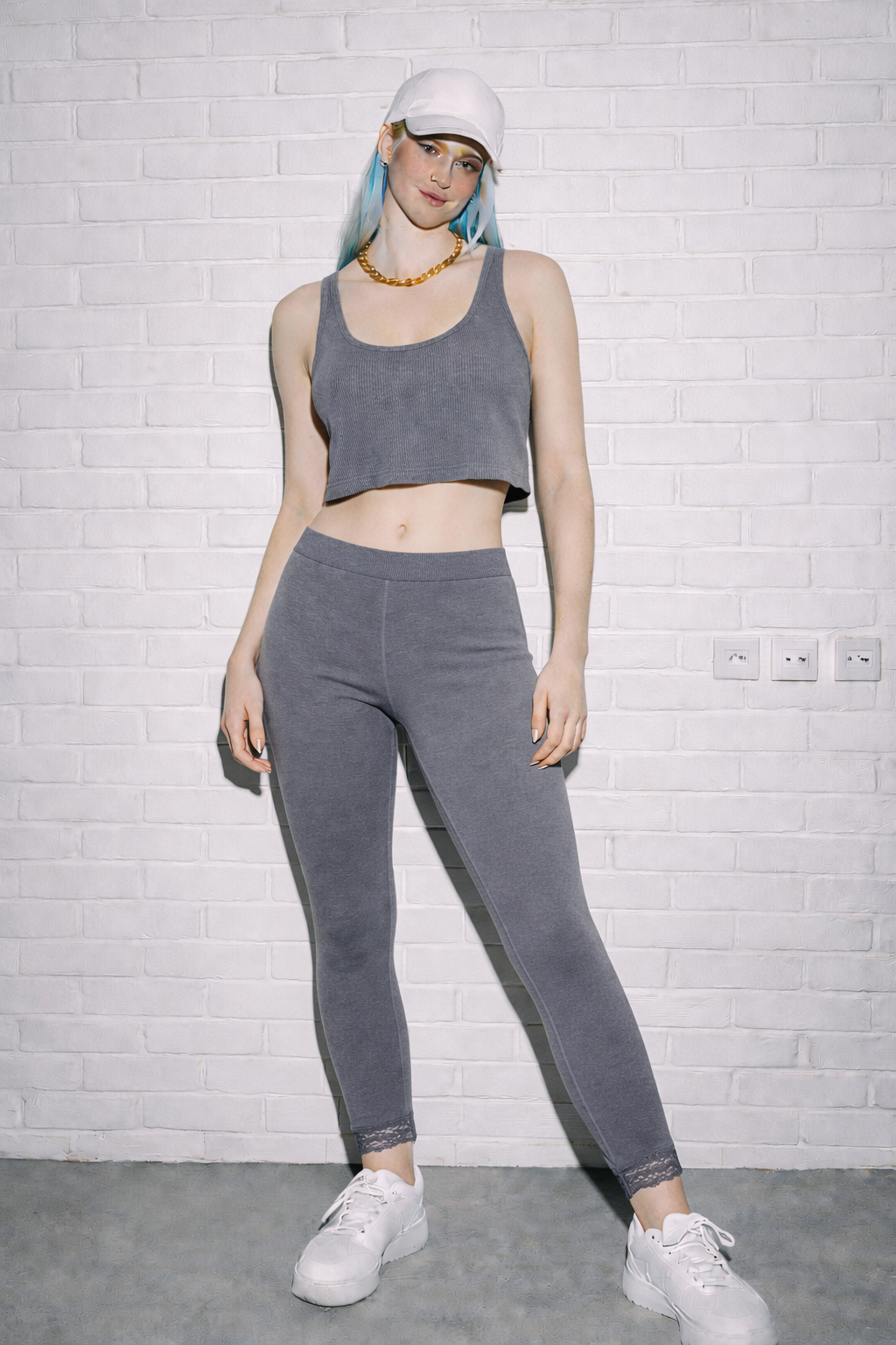 FADED GREY CROP TOP AND LEGGING CO-ORD SET