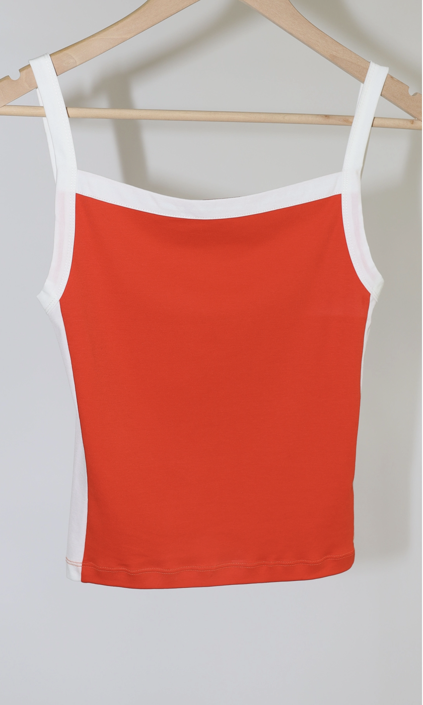 RED WITH WHITE TANK TOP