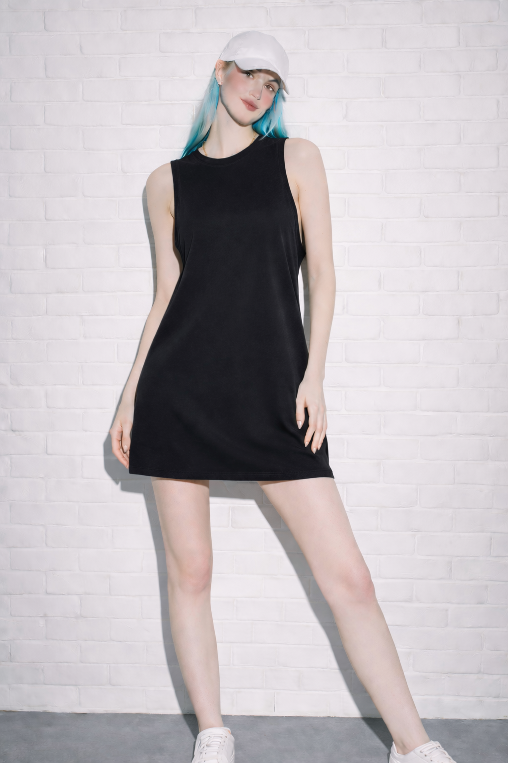BLACK MUSCLE TANK DRESS