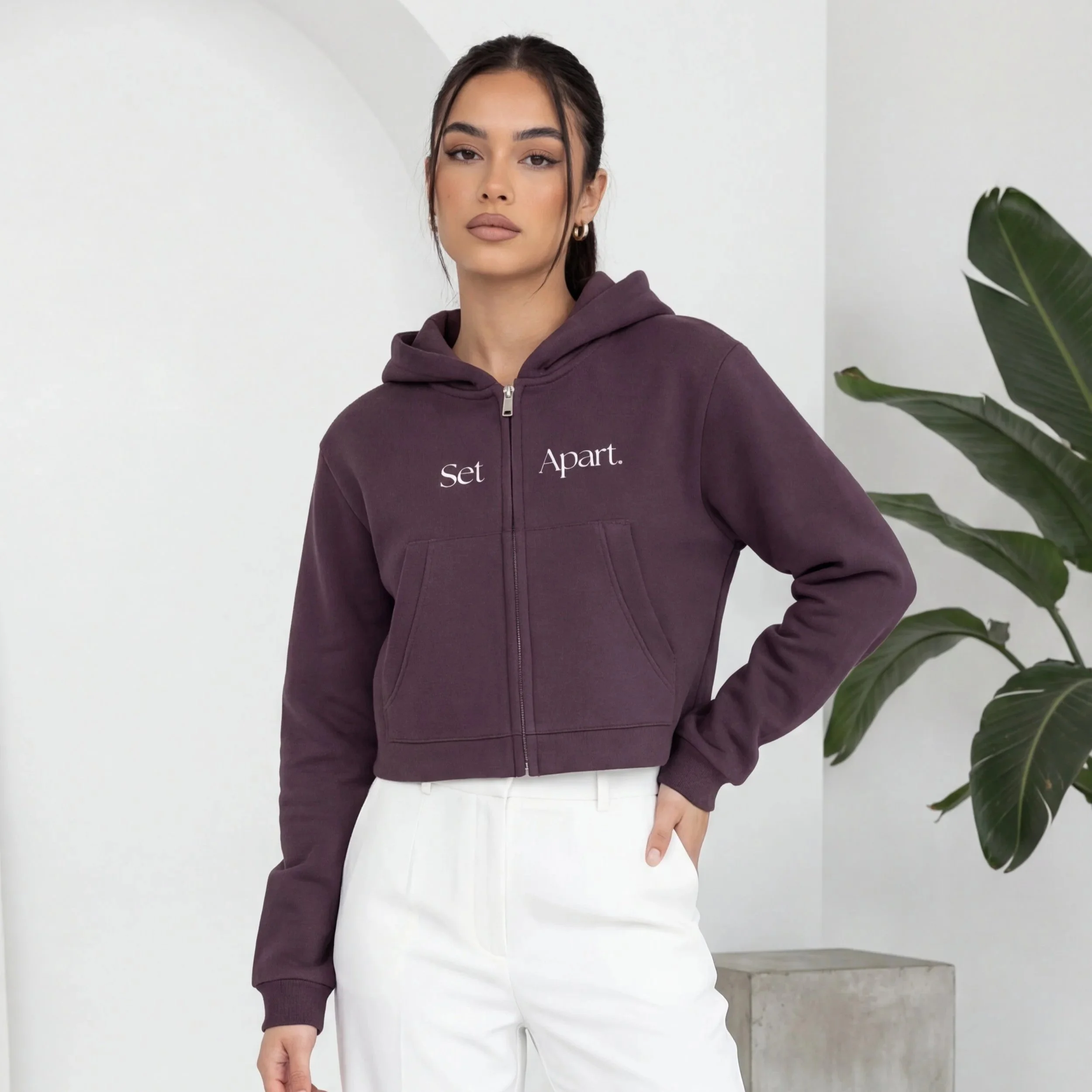 Set Apart Cropped Zip-Up Hoodie | Jeremiah 1:5