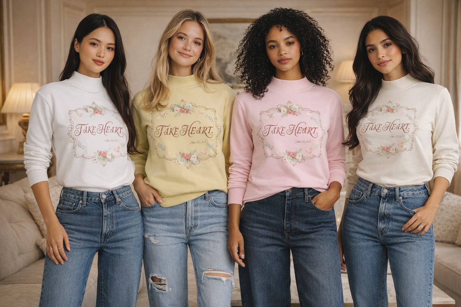 Take Heart | Essential Fleece Mock-Neck Crew Sweatshirt