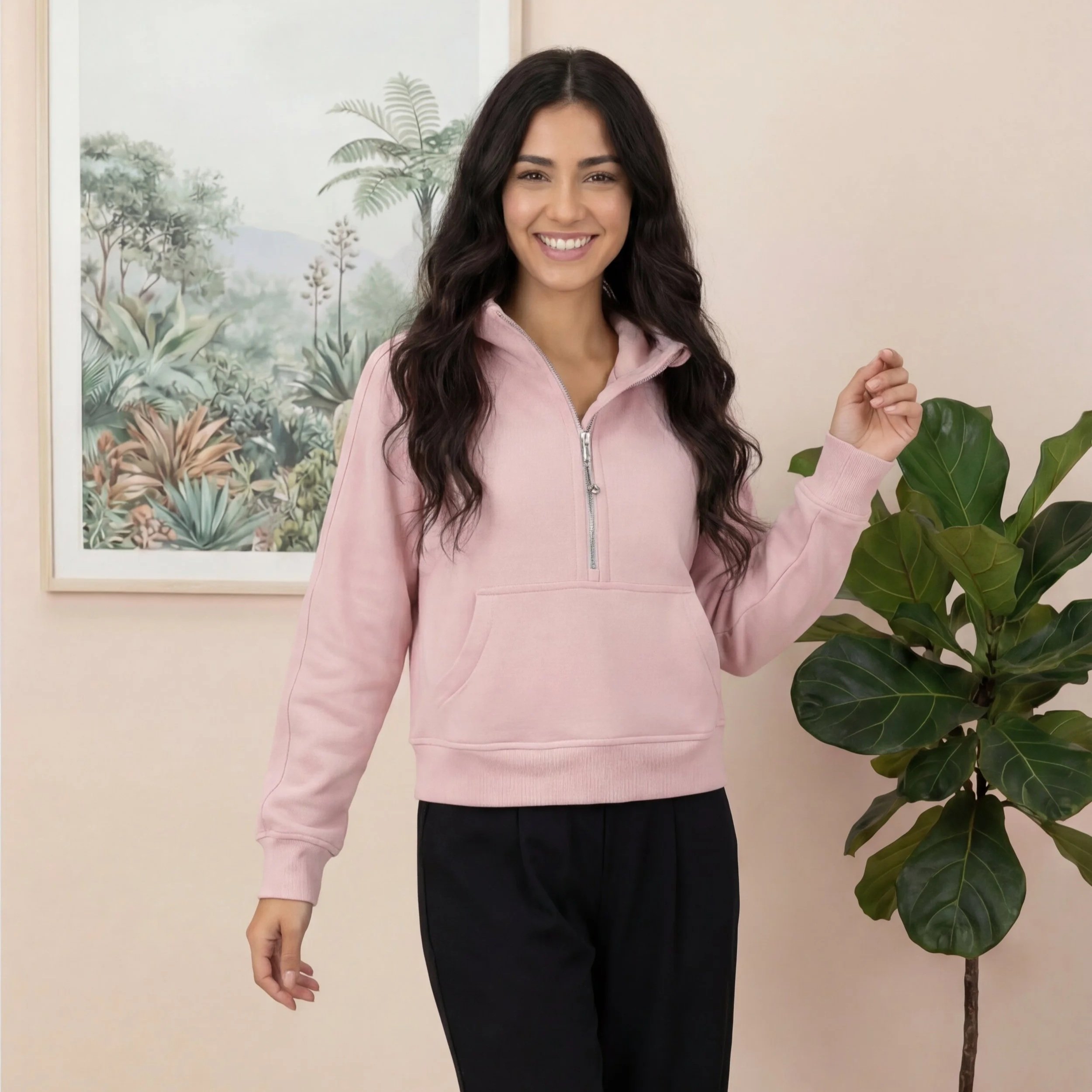 Clothed In Beauty | Cropped Half-Zip Hoodie