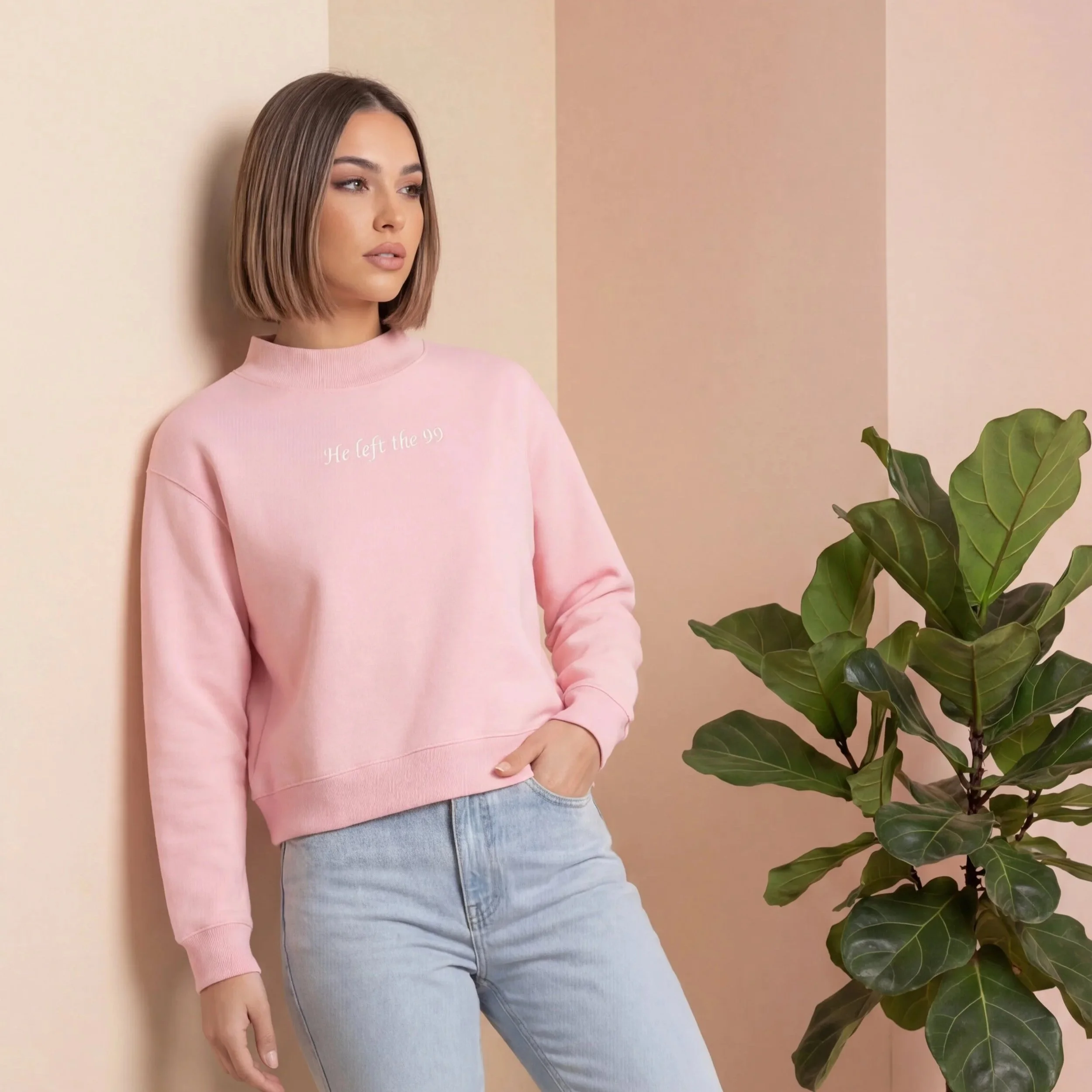 Leaves the 99 | Essential Fleece Mock-Neck Crew Sweatshirt