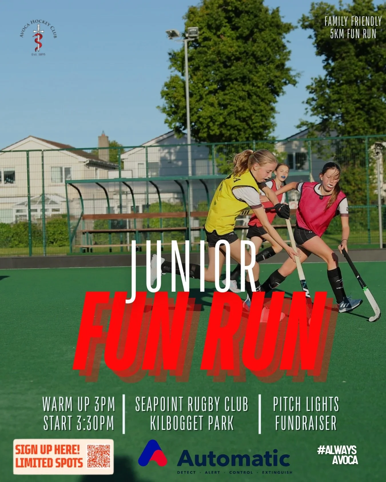 🔥🏃&zwj;♀️ READY&hellip; SET&hellip; RUN! 🏃&zwj;♂️🔥 
Join us for the Avoca Hockey Club &ndash; Junior Section FUN RUN to support new pitch lights at Newpark! 

What to Expect: 
✨ Family-friendly atmosphere 
🎵 Music &amp; warm-up at 3:00 PM 
👟 Sc