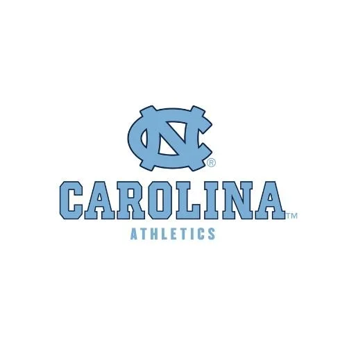North Carolina Athletics logo with interlocked NC in light blue and 'CAROLINA ATHLETICS' written below.