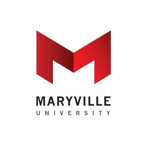 Maryville University logo with a stylized red 'M' and black text.