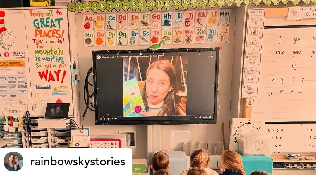 Yay! So happy to spend a little of world book week with @rainbowskystories and her class😍! If you'd like to watch a free virtual visit linked to my picture book with @fiona_lumbers @andersenpress , The Space Between, the link is in my bio 🥰

 &bull