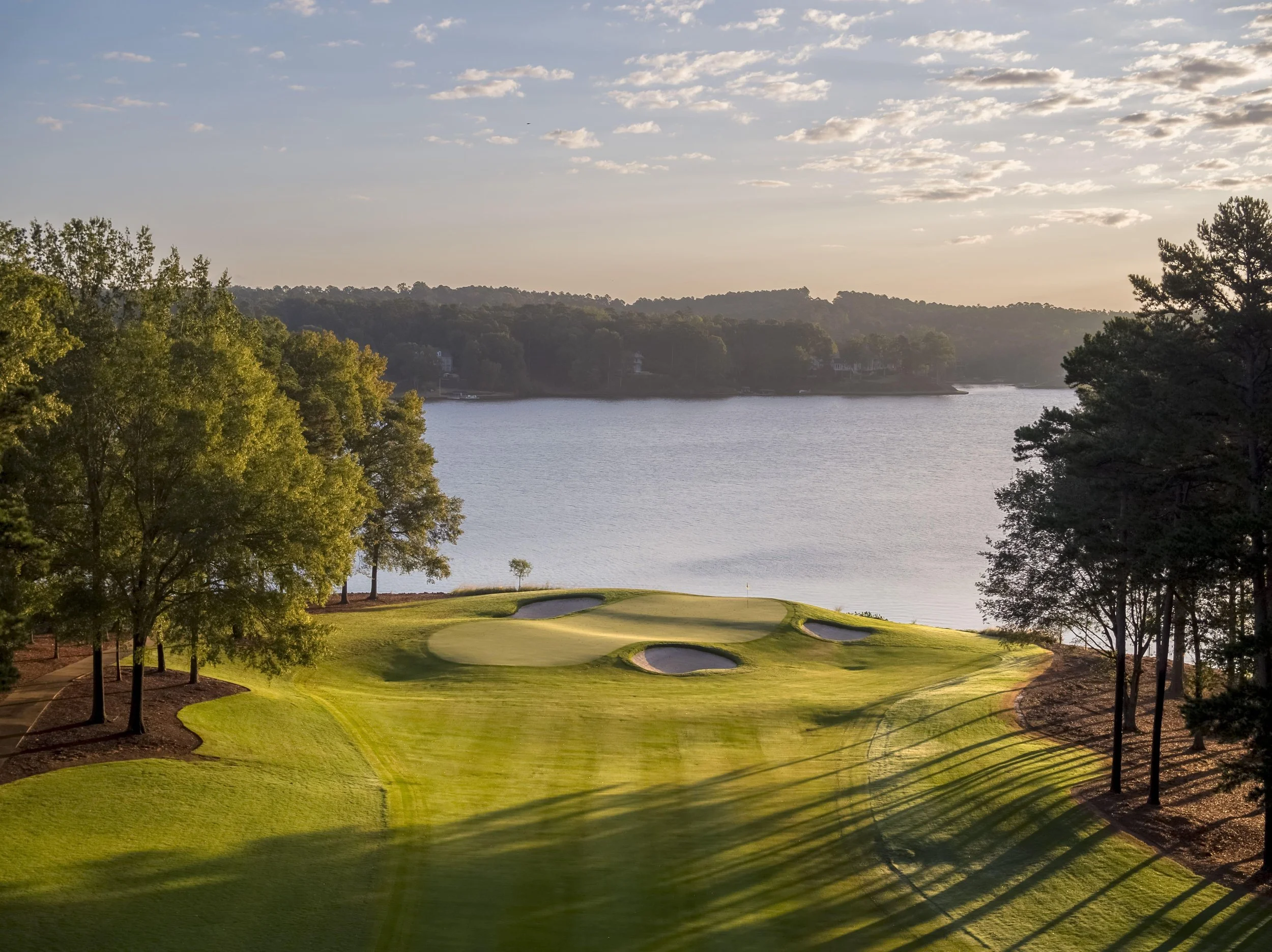 Custom lakefront estate landscape and pool on Lake Oconee, Greensboro / Greene County, GA