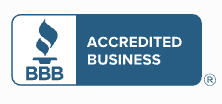 BBB accredited business logo with blue and white design