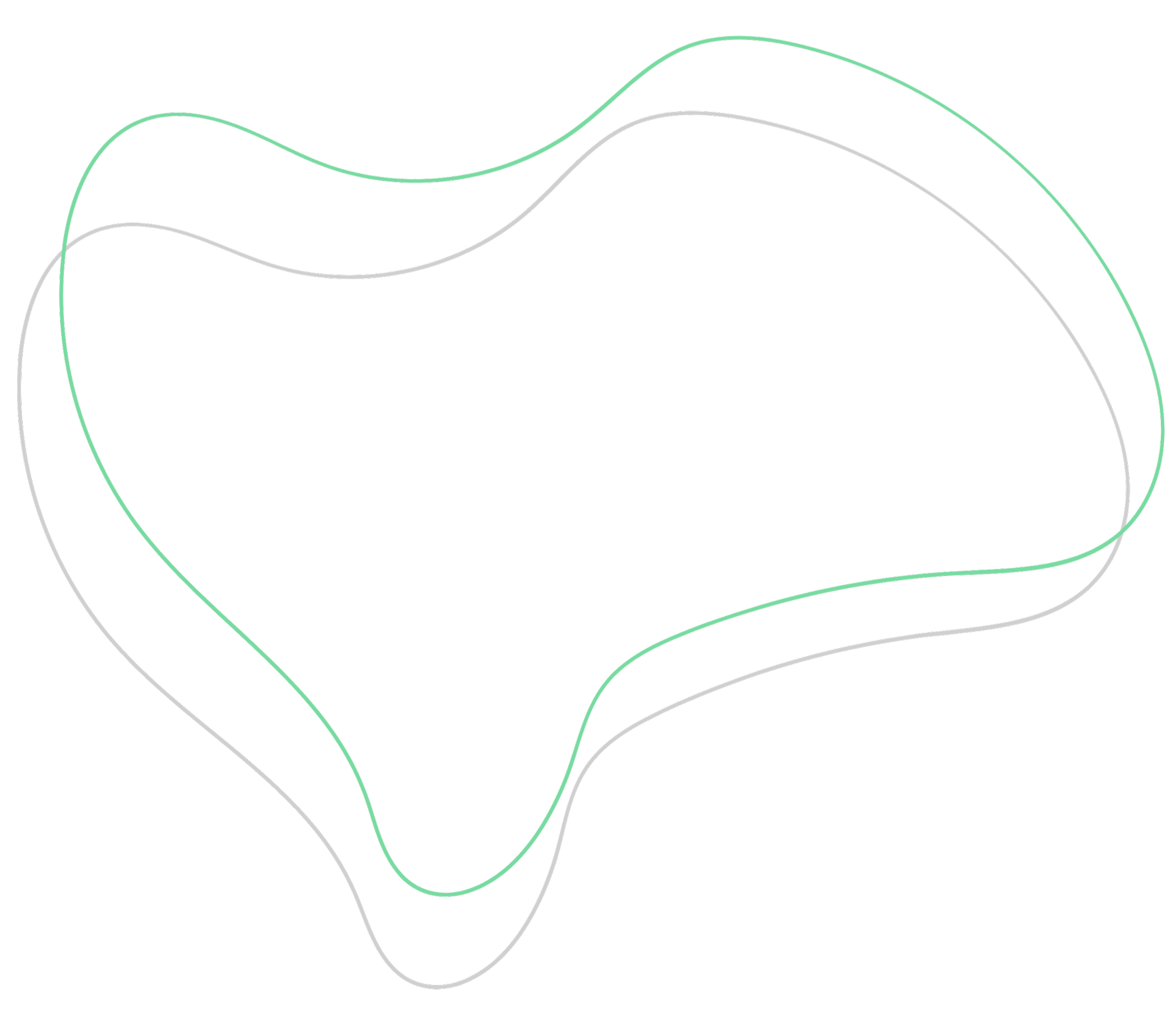 Contour lines on a black background with a white and green outline.
