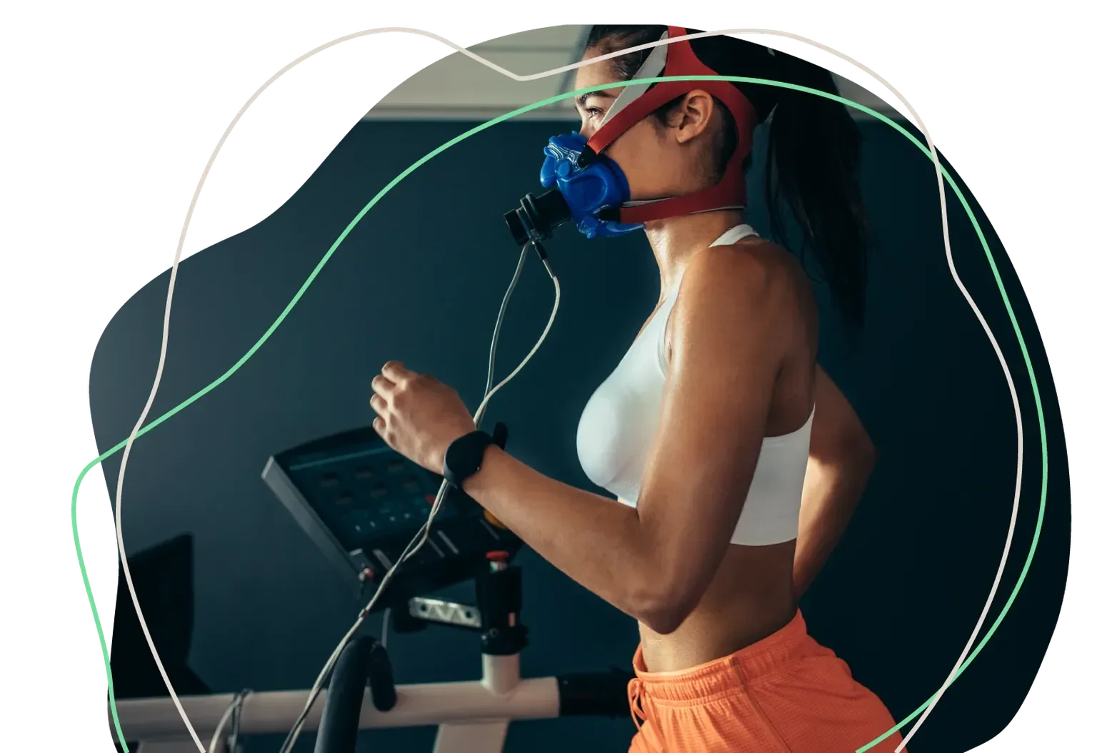 Woman completing VO₂ max test during treadmill exercise to evaluate cardiovascular performance and endurance